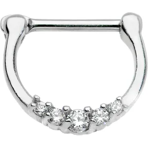 16 Gauge 5/16 Surgical Steel Clear CZ Septum Clicker