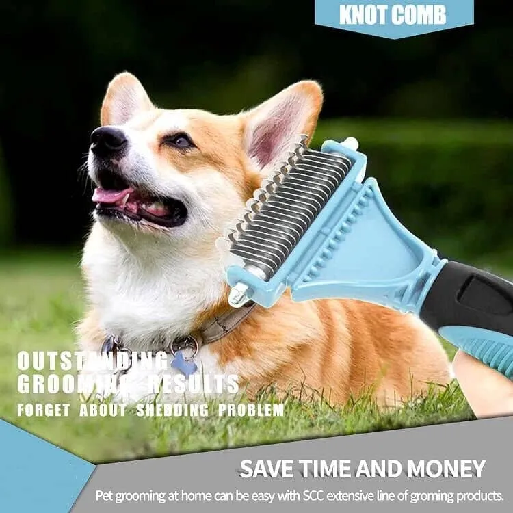 2 Sided Pet Grooming & Deshedding Brush Undercoat Rake for Cats & Dogs S
