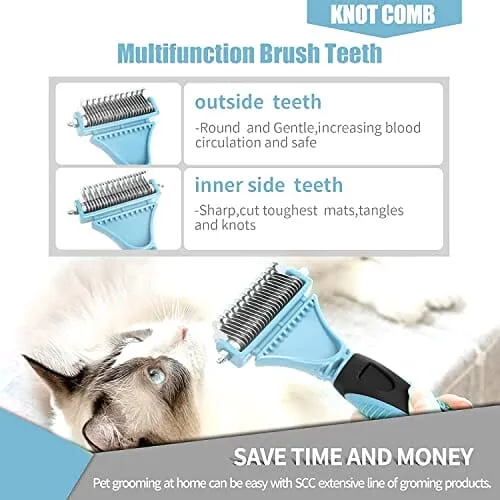 2 Sided Pet Grooming & Deshedding Brush Undercoat Rake for Cats & Dogs S