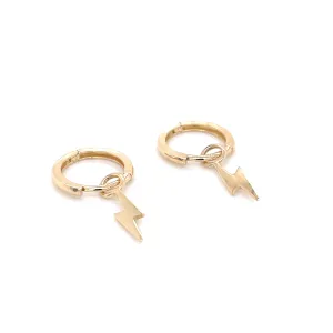 9ct Yellow Gold Lightning Bolt Clicker Hoops
