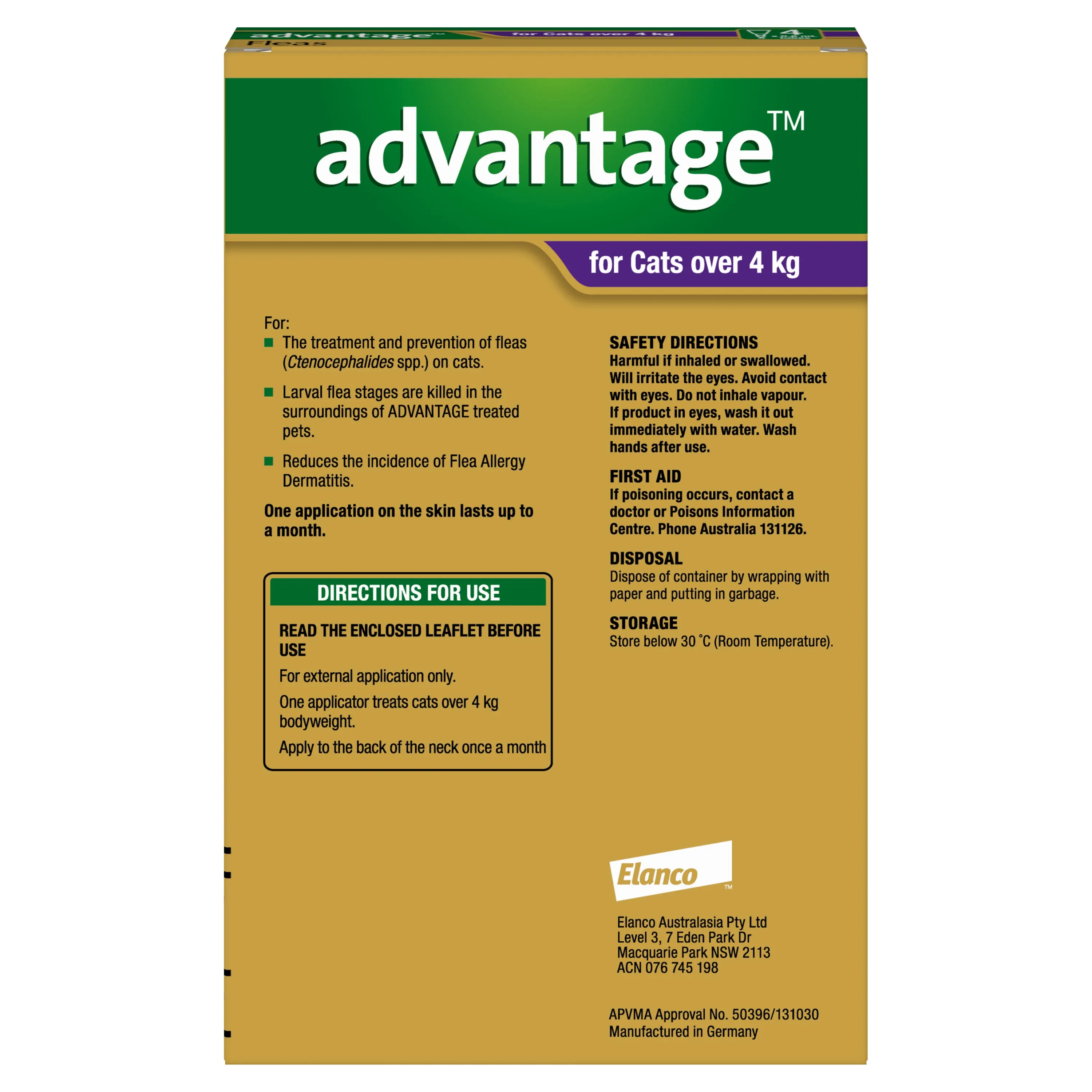 Advantage - Flea Treatment for Cats over 4kg (4pk)
