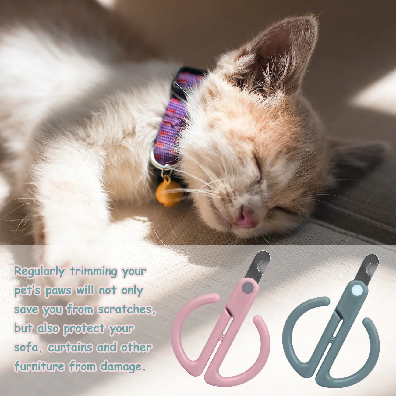 Aimondow Cat Nail Clippers Cat Claw Trimmer for Pet Grooming Tool Easy Cutting Cat Claw Clippers Dog Nail Clippers Angled Blade Sharp Claw Scissors for Small Animals Rabbit Puppy Kitten