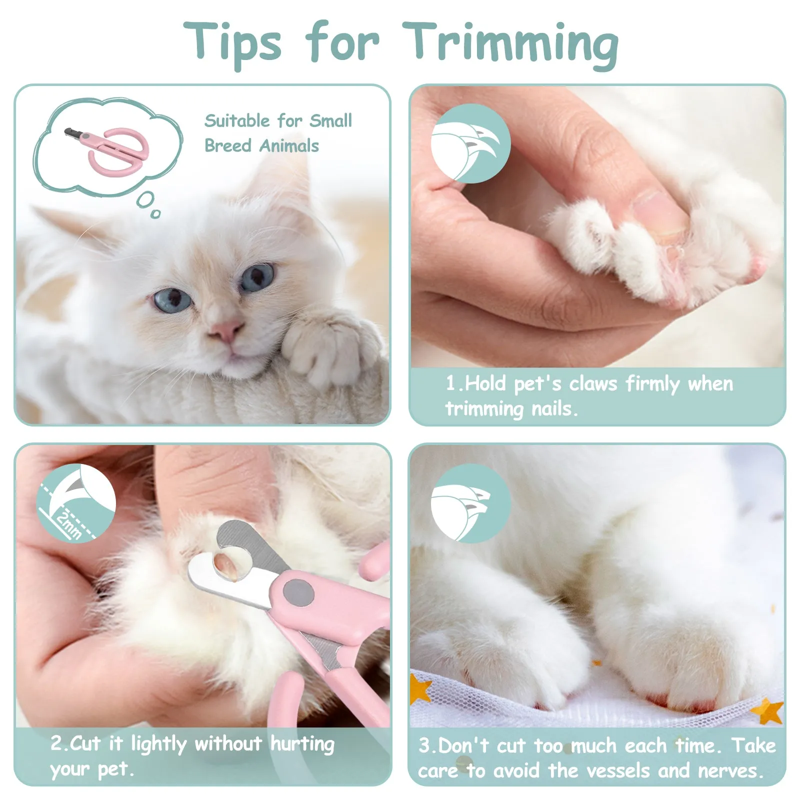 Aimondow Cat Nail Clippers Cat Claw Trimmer for Pet Grooming Tool Easy Cutting Cat Claw Clippers Dog Nail Clippers Angled Blade Sharp Claw Scissors for Small Animals Rabbit Puppy Kitten