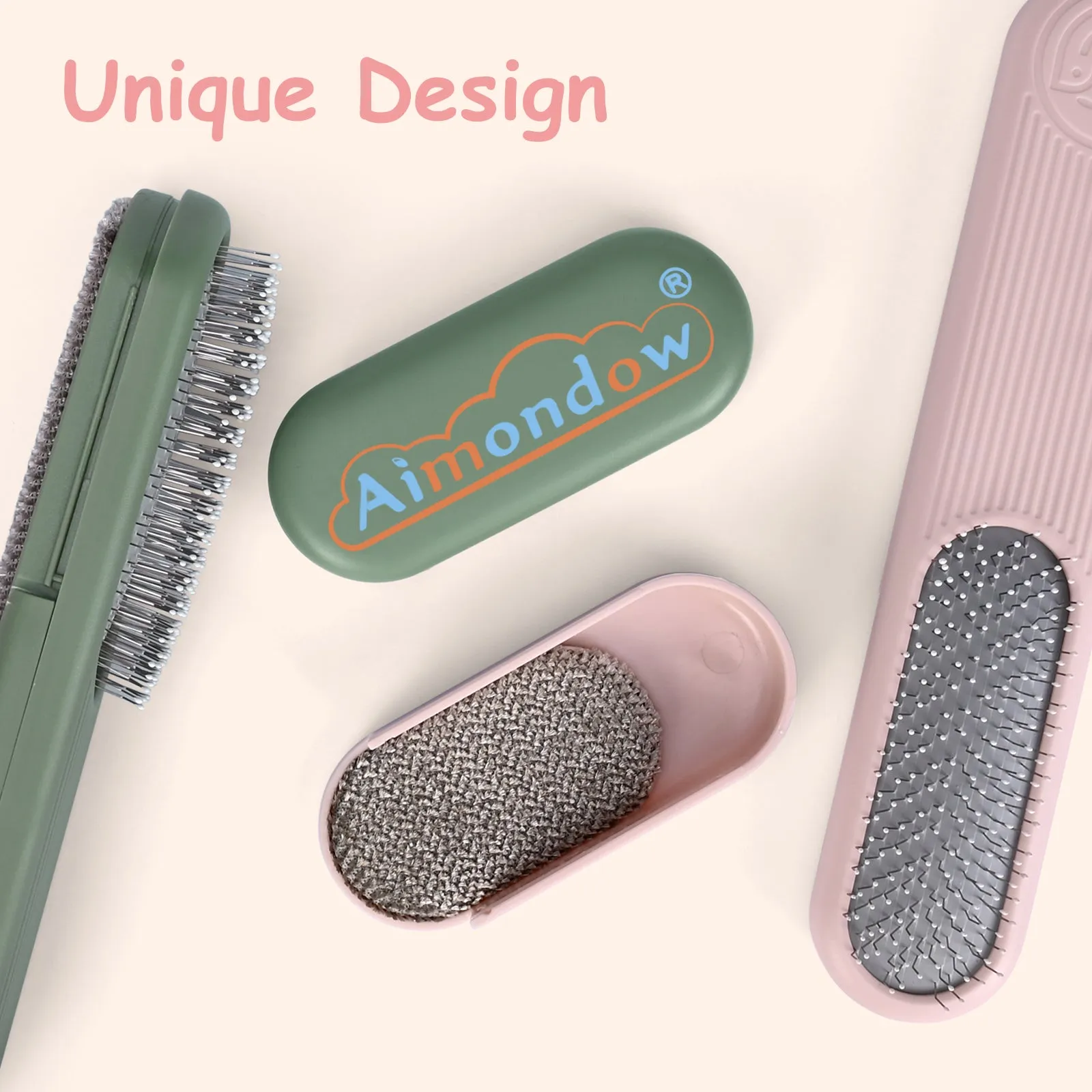 Aimondow Dog Brush Cat Grooming Brush for Long and Short Hair Dogs Cats Self Cleaning Shedding Brush for Massage Removes Puppy Loose Undercoat Mats Tangled Hair