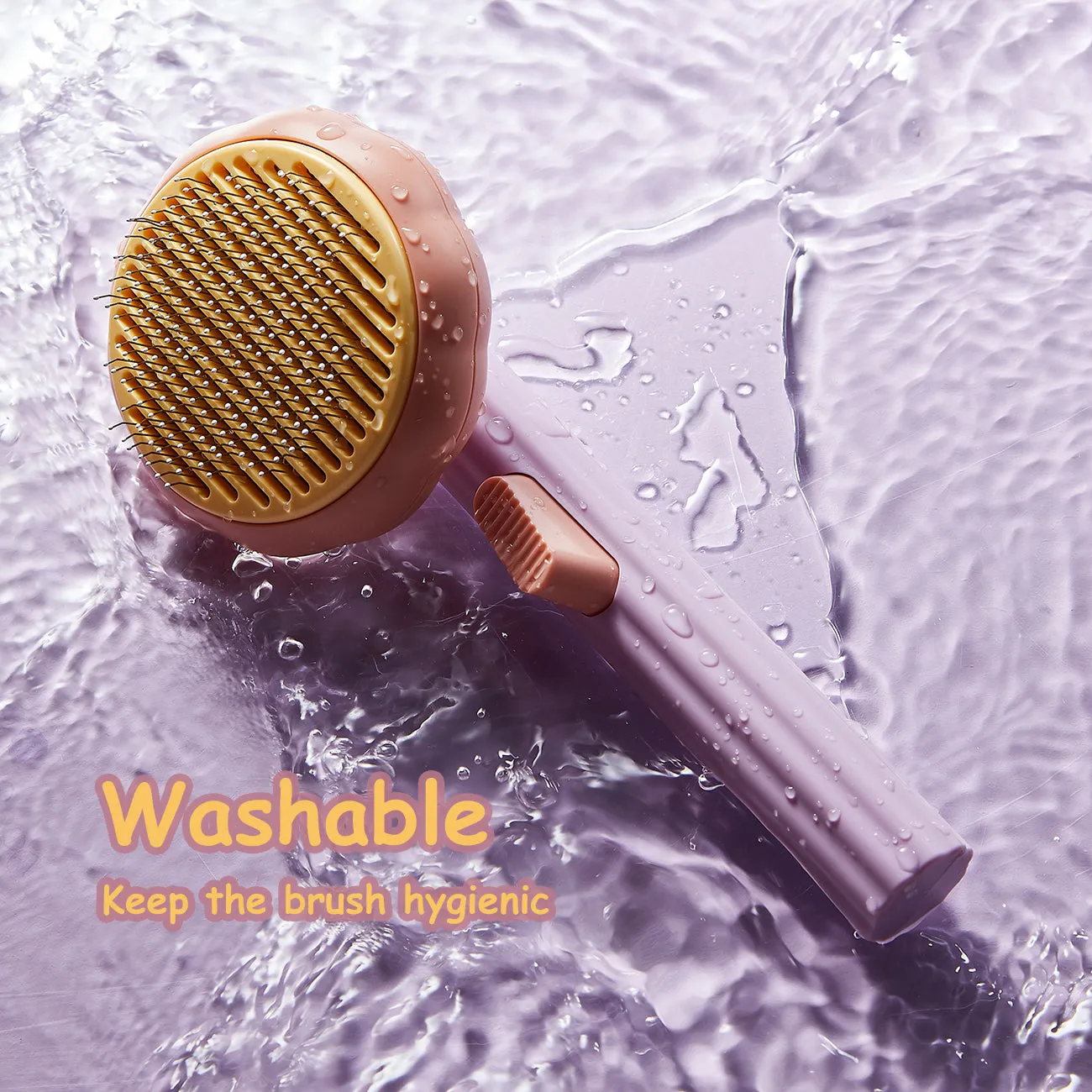 Aimondow Pet Self-Cleaning Slicker Brush Dogs Cats Grooming Brush Cat Shedding Tools Gently Removes Loose Undercoat Massage Brush for Dog Puppy Short or Long Haired