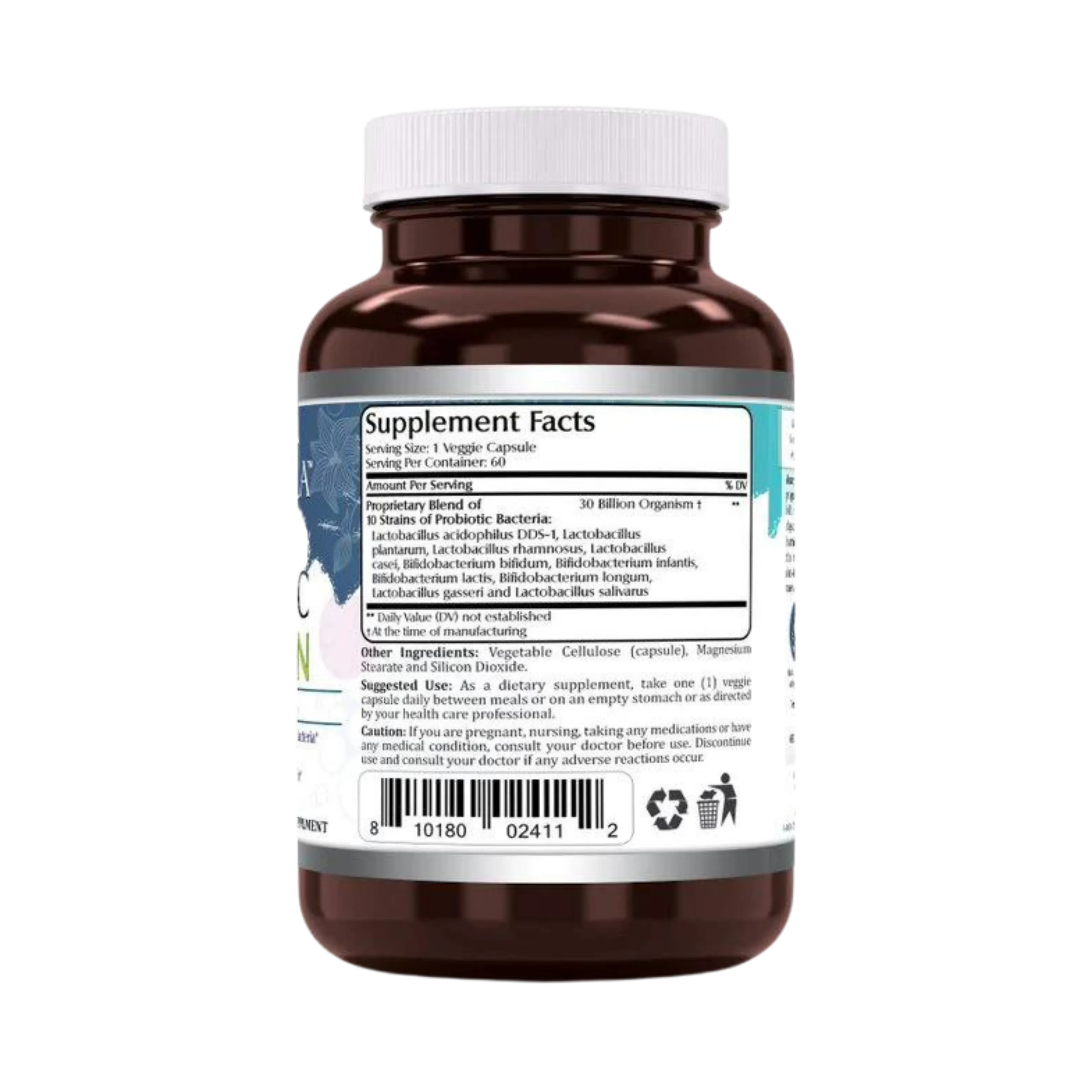 Amazing Flora, Probiotic 30 Billion 10 Probiotic Strains, 60 Vegetarian Capsules