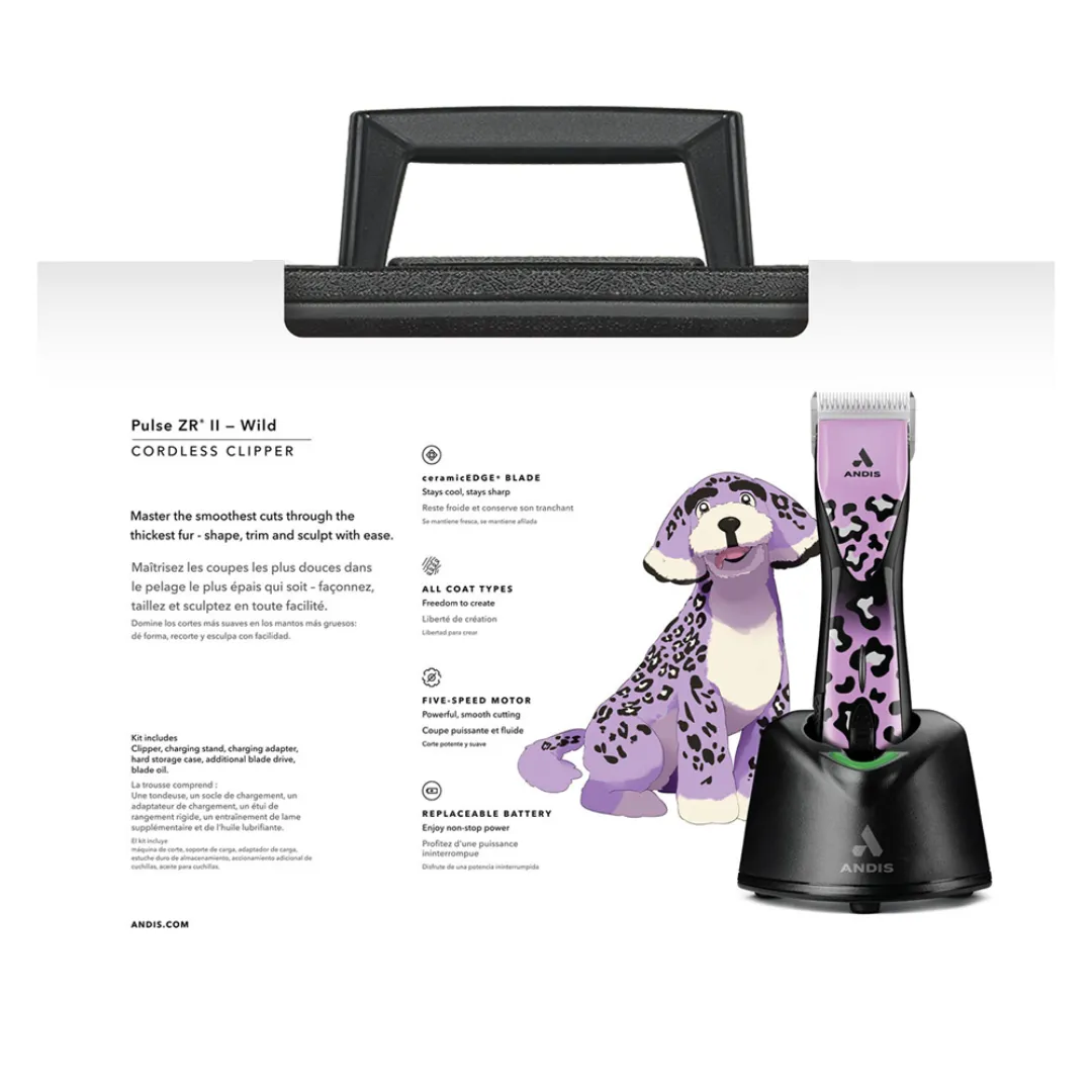 Andis Pulse ZR II Cordless 5 Speed - with 2 Batteries and Case - Limited Edition WILD