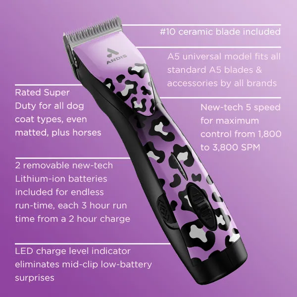 Andis Pulse ZR II Cordless 5 Speed - with 2 Batteries and Case - Limited Edition WILD