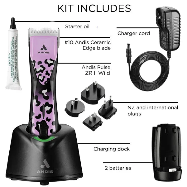 Andis Pulse ZR II Cordless 5 Speed - with 2 Batteries and Case - Limited Edition WILD