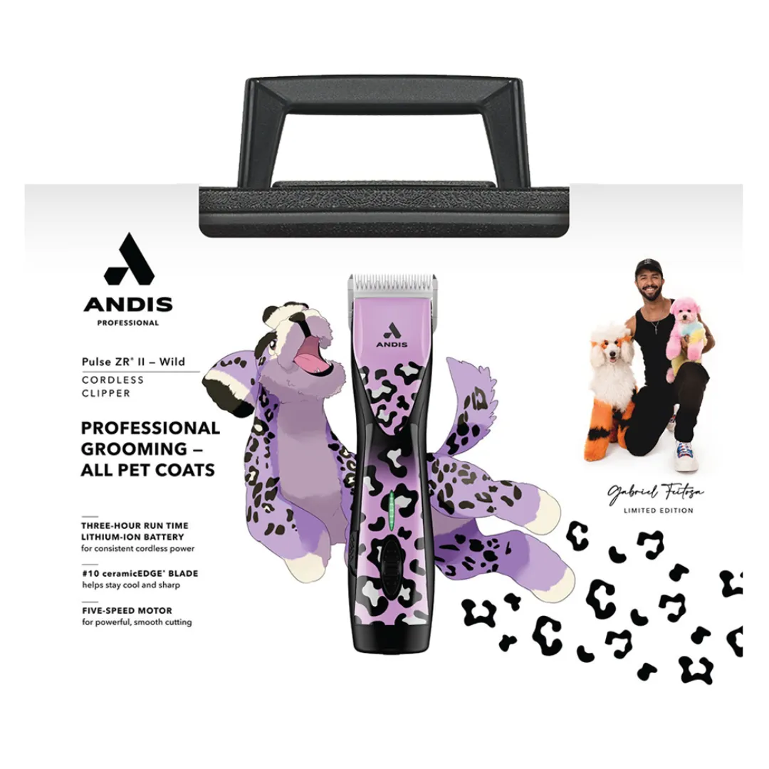 Andis Pulse ZR II Cordless 5 Speed - with 2 Batteries and Case - Limited Edition WILD