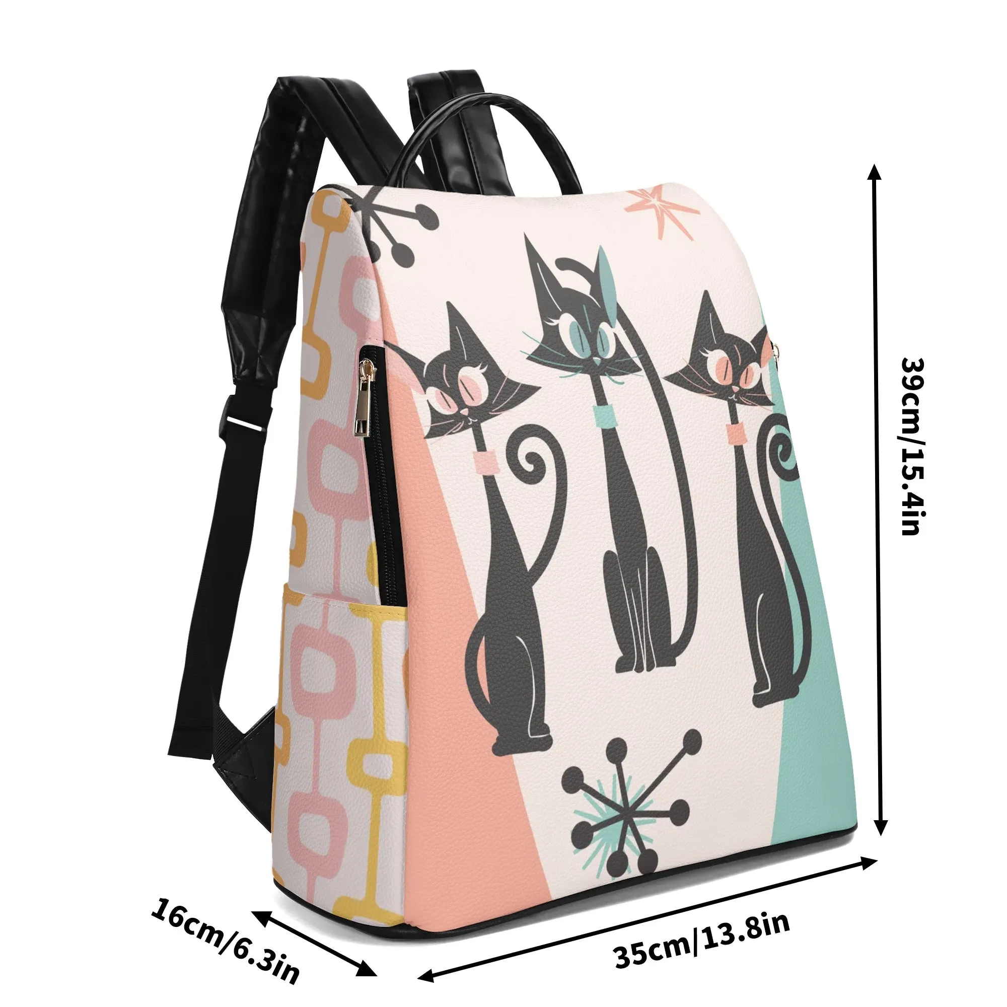 Atomic Cat Travel Bag, Backpack, Mid Mod Style Anti-Theft Backpack