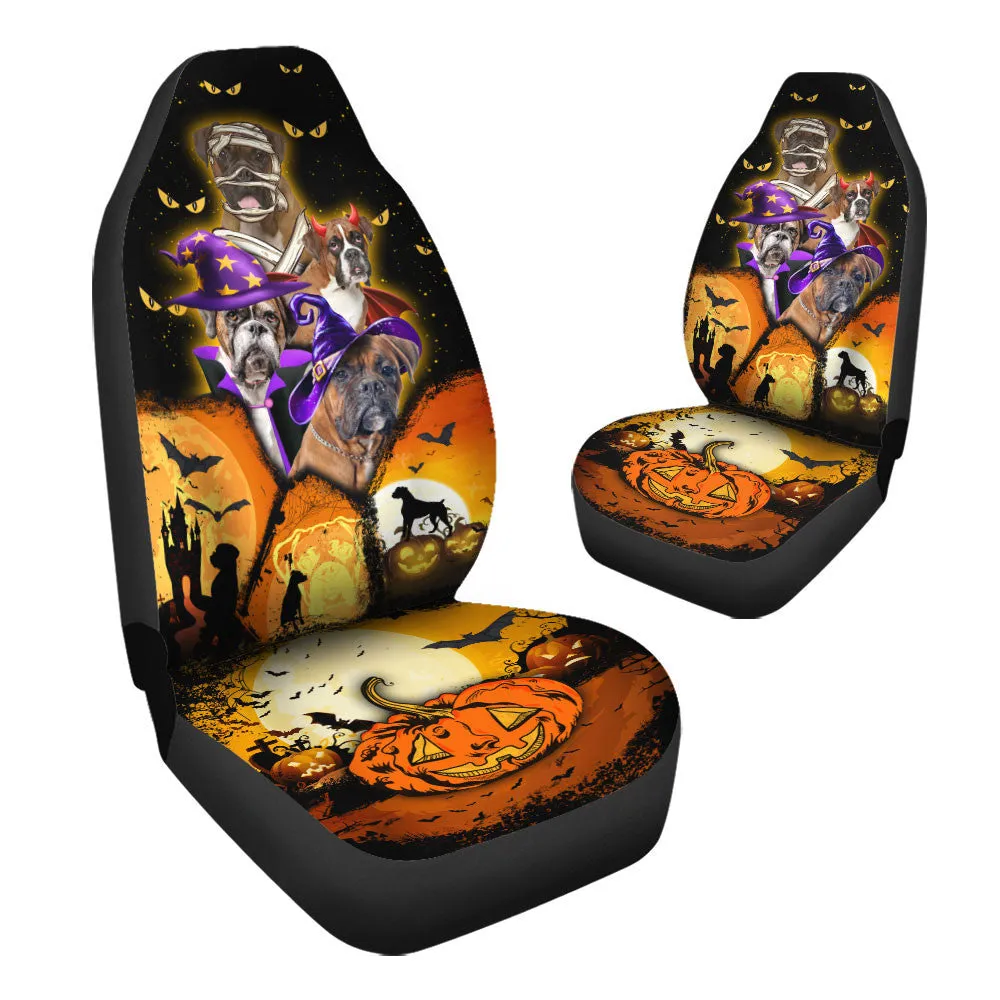 Boxer Halloween Pumpkin Scary Car Seat Covers