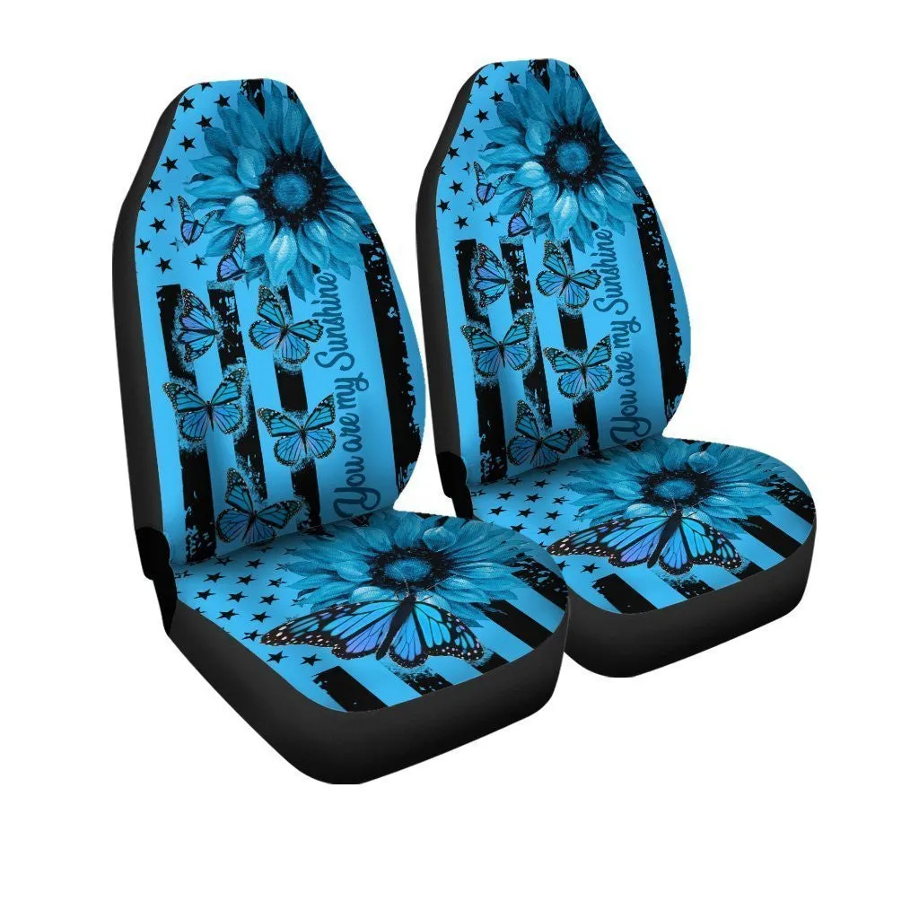 Butterfly Car Seat Covers Custom Blue Sunflower Car Accessories