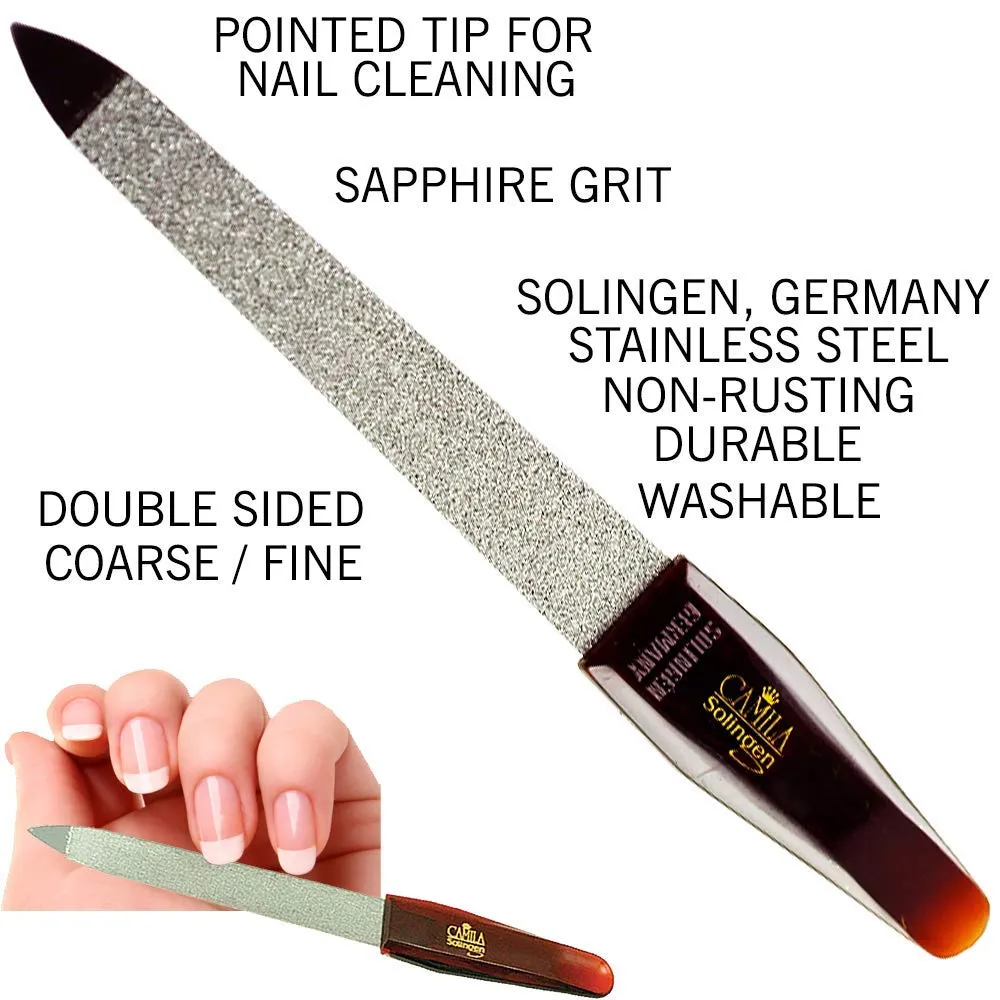 Camila Solingen Large Heavy Duty Toe Nail Clippers for Thick Nails & Large Professional Sapphire Metal Nail File (CS13  CS19 Nail File) Made in Solingen, Germany