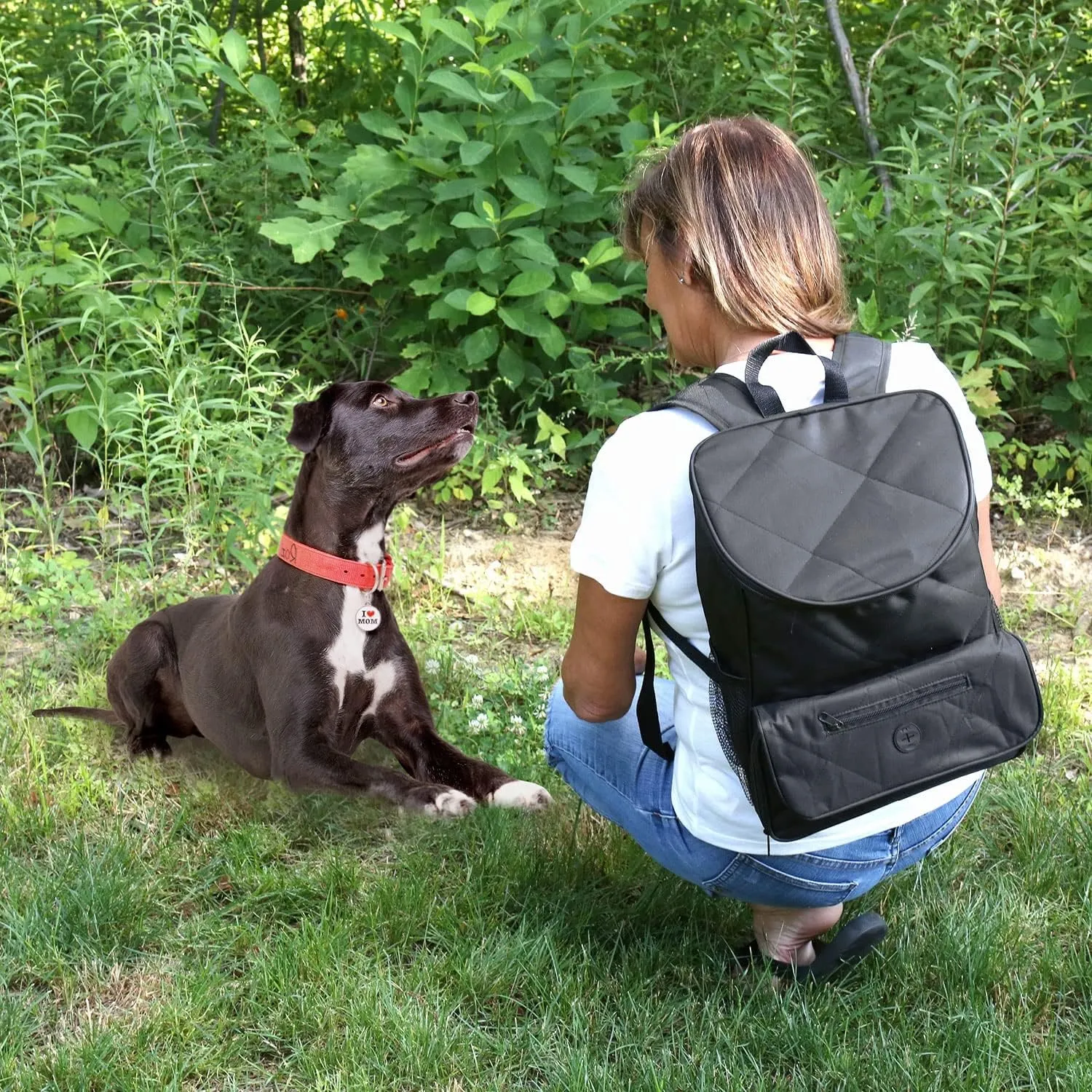 Etna Pet Supplies Travel Backpack - 5 Piece Cat Food Dog Food Storage Container Tote Bag, Black Travel Bag with Dog Food Container Set, Collapsible Dog Bowls, Dog Poop Bag Dispenser