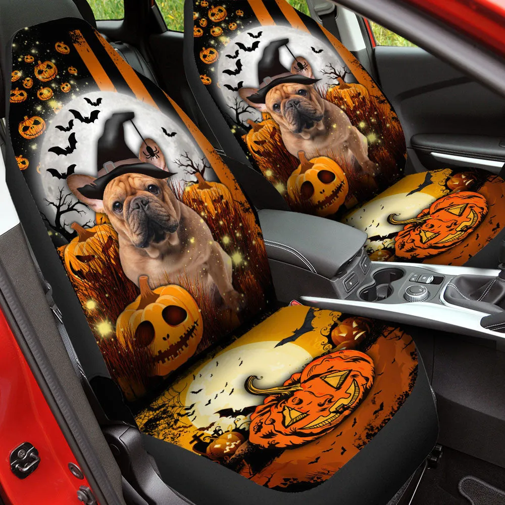 French Bulldog Halloween Pumpkin Scary Moon Car Seat Covers
