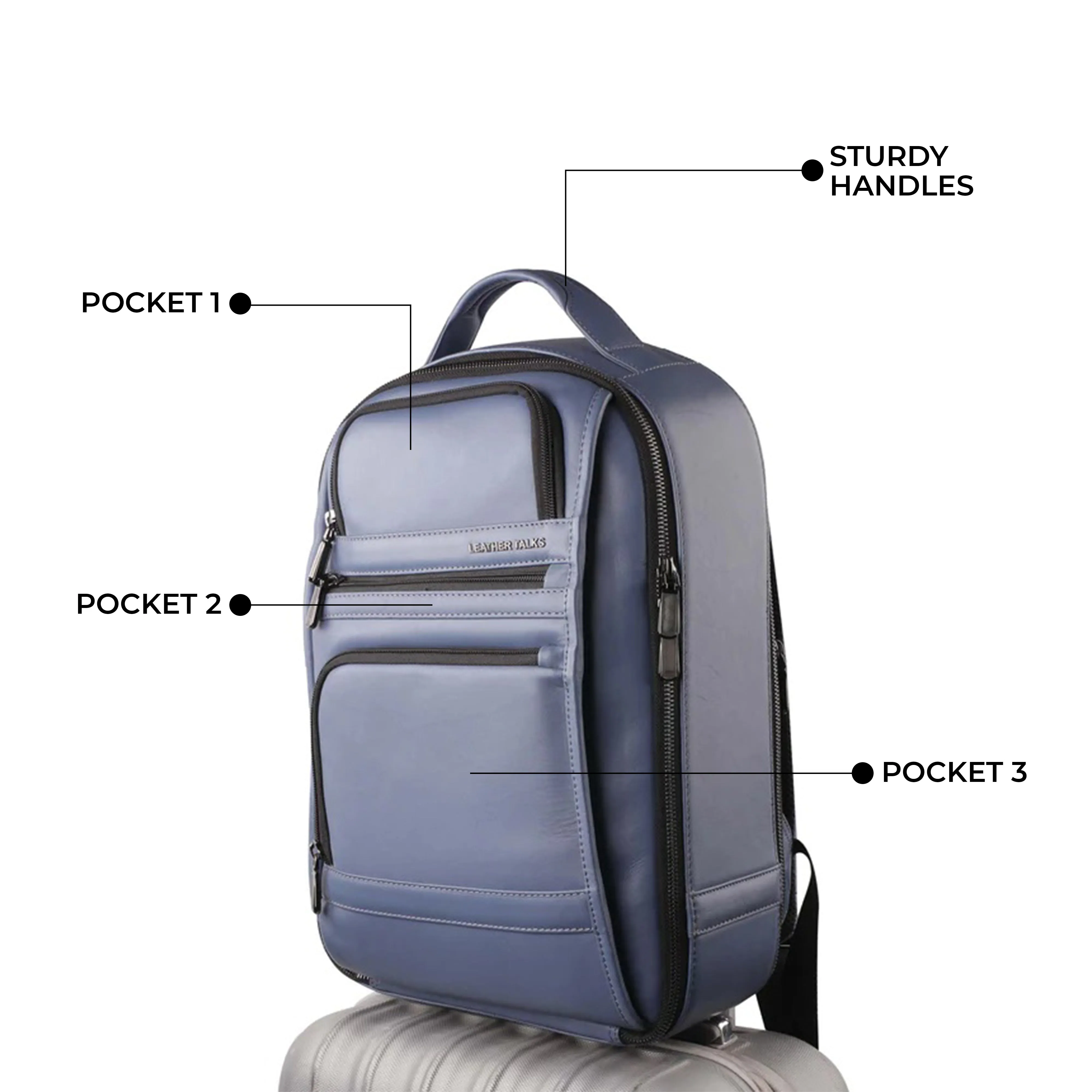 Jacob Leather Backpack for Men | Genuine Leather Backpack | Travel Backpack | Color: Blue