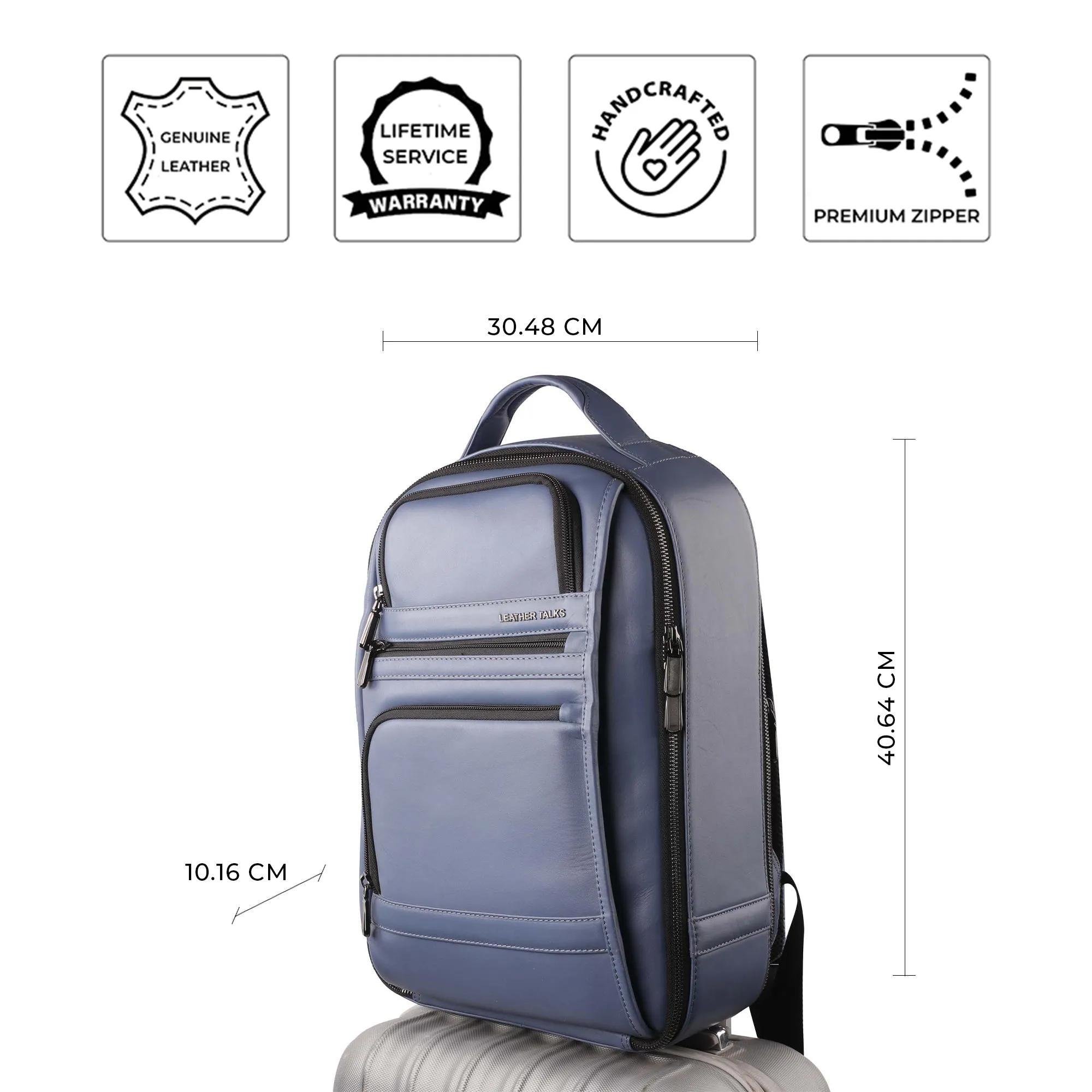 Jacob Leather Backpack for Men | Genuine Leather Backpack | Travel Backpack | Color: Blue