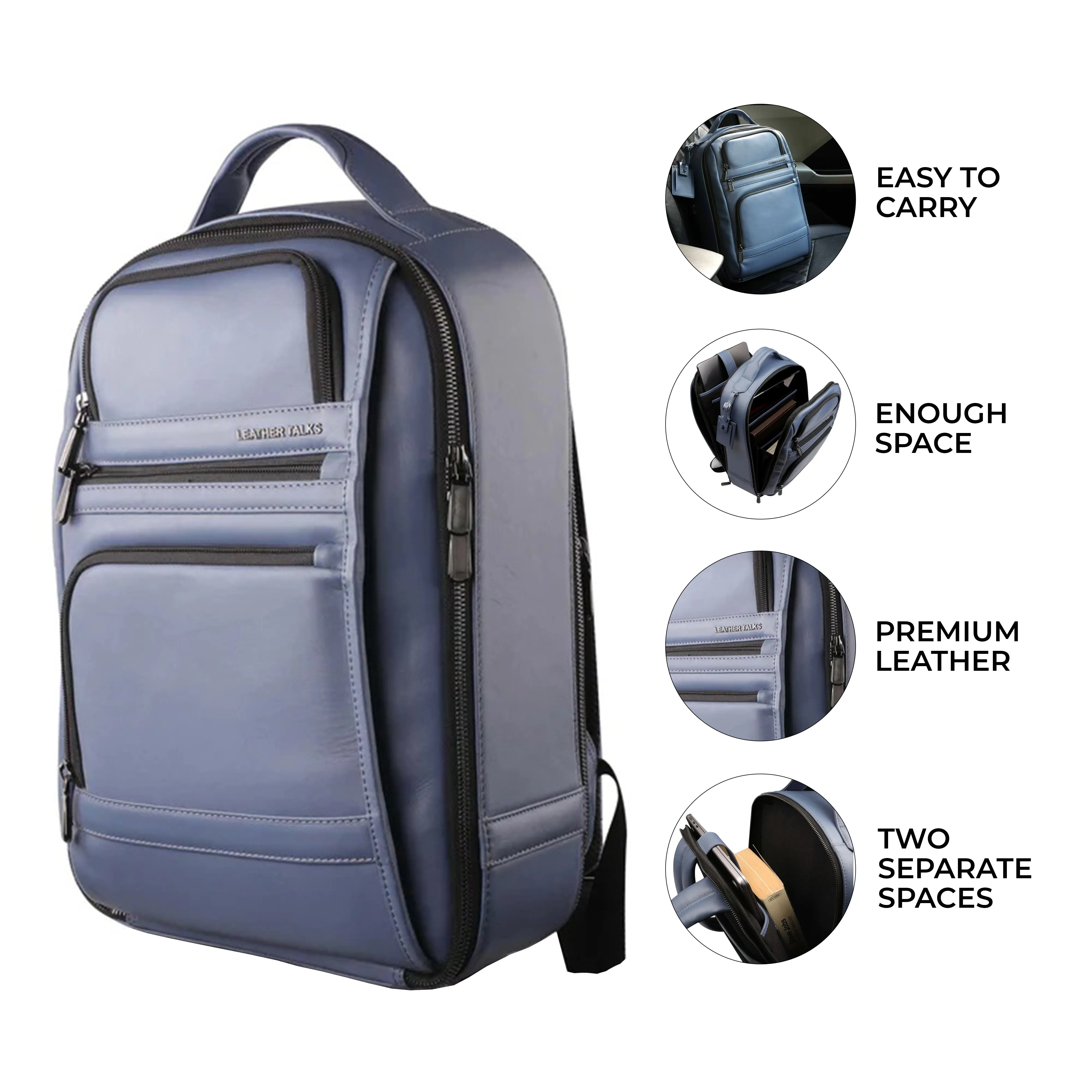 Jacob Leather Backpack for Men | Genuine Leather Backpack | Travel Backpack | Color: Blue