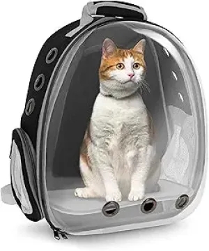 MiMu Bubble Backpack Cat Carrier Bag - Large 13lb Cap Clear Pet Travel Carrier Cat Hiking Backpack for Small Animals