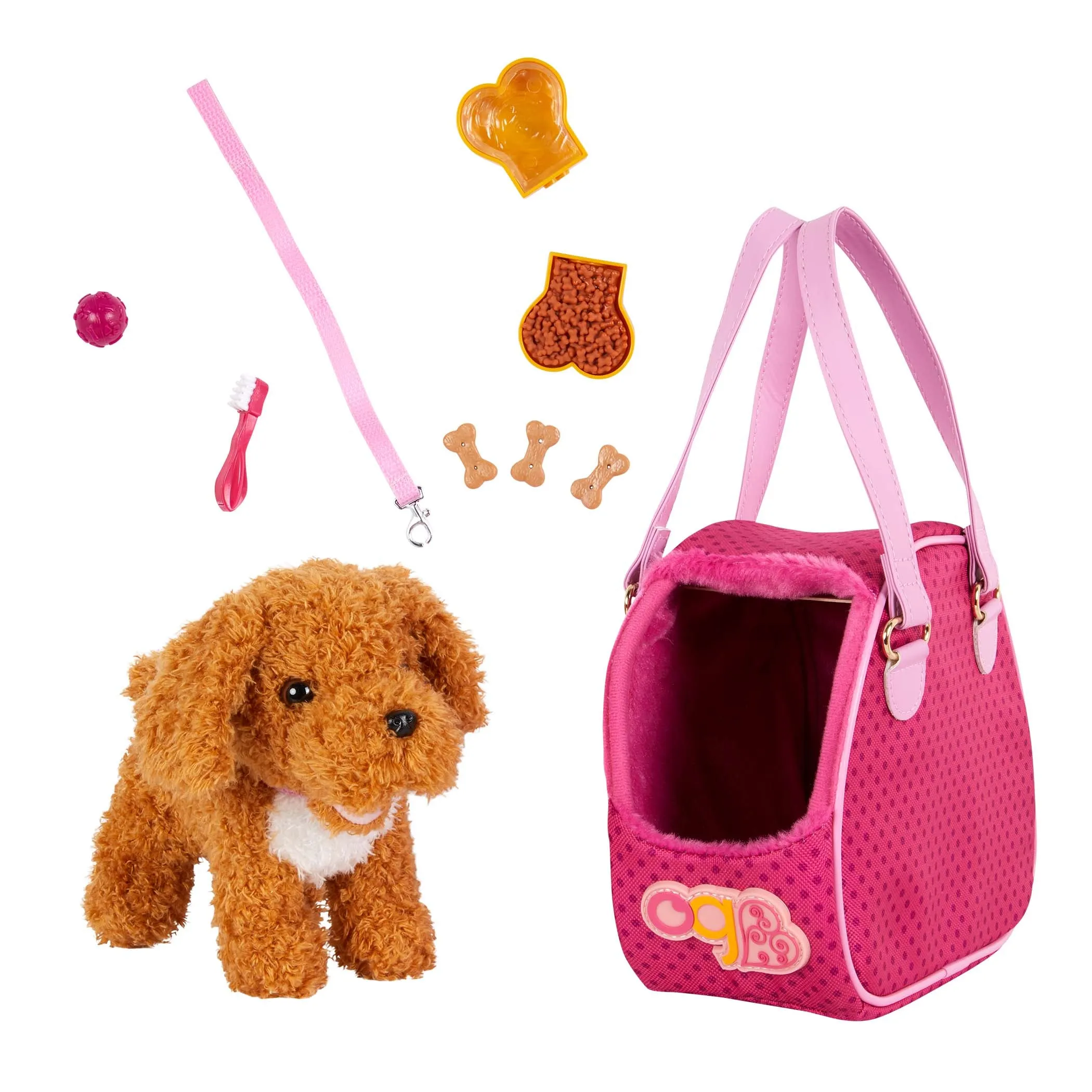 Our Generation 6 Inch (15cm) Hop In Dog Carrier Poddle With Bag & Accessories