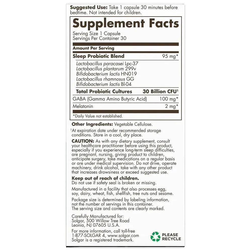 Solgar Advanced Sleep Support Probiotic (30 Vegan Capsule)