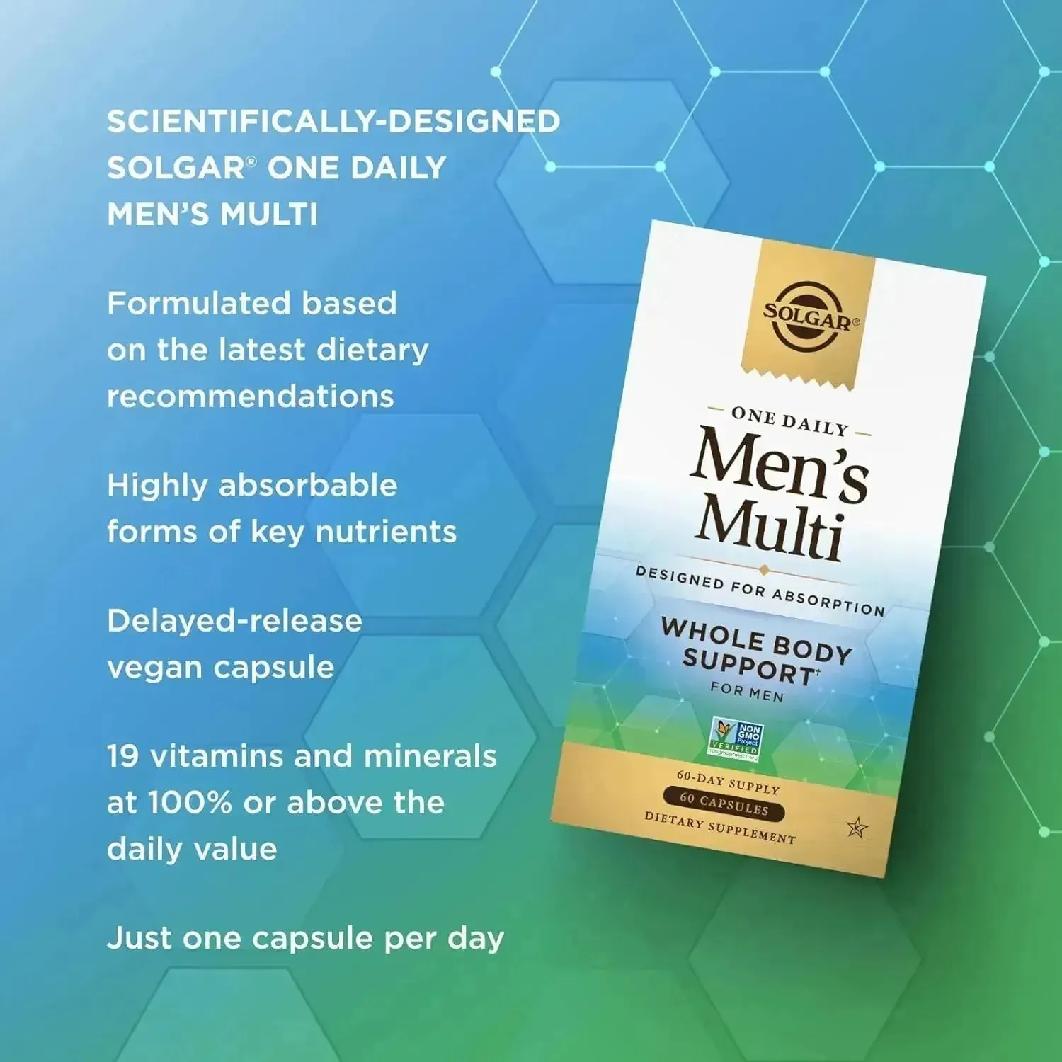 Solgar One Daily Men's Multivitamin Whole Body Support (60 Capsules)