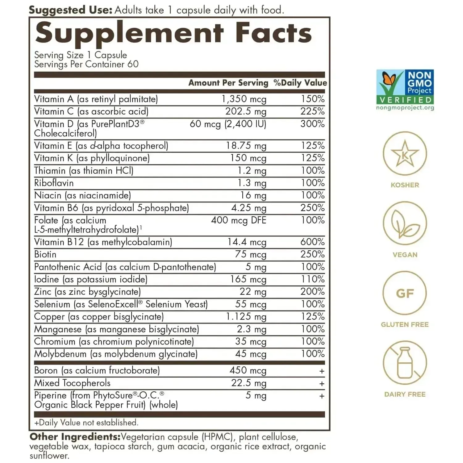 Solgar One DailyMen's Multi 50 Whole Body (60 Capsules)