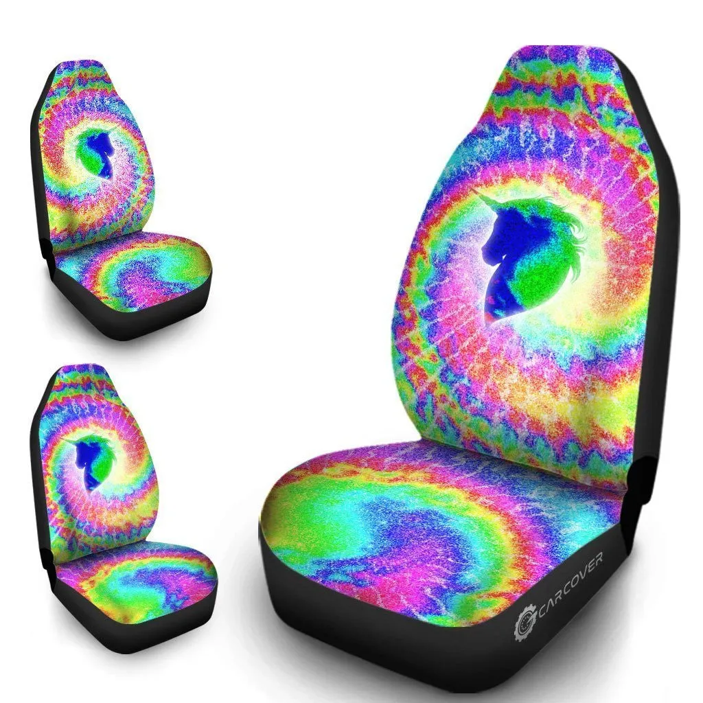 Unicorn Tie Dye Car Seat Covers Custom Car Accessories Hippie Gifts