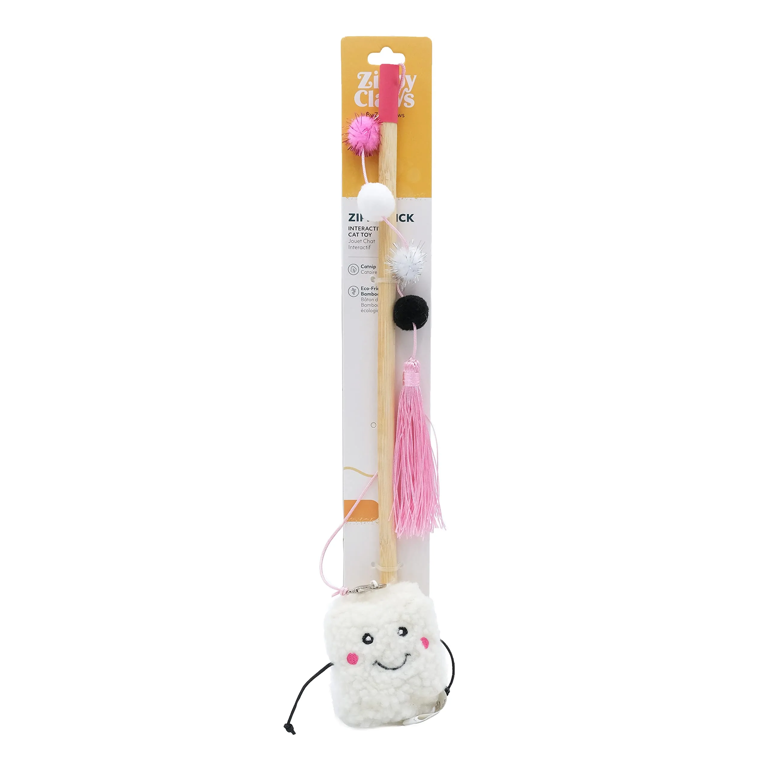 Zippy Paws ZippyStick Marshmallow Interactive Catnip Cat Teaser Wand - Small